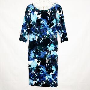 Eliza J. Floral 3/4 Sleeve Midi Dress Size 6